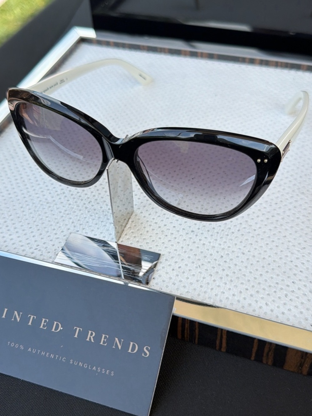 kate spade Black Front White Temple Cat-Eye Sunglasses